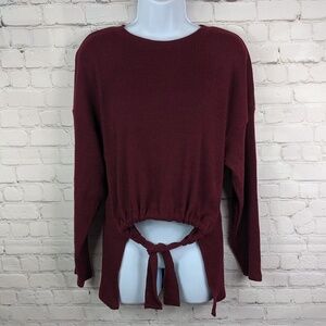 NWT Bershka Cinch Front Tie High Low Long Sleeve Sweater
